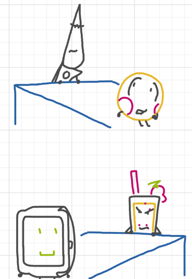 A panel from What's The Point, episode five of the Board Boards object show by Furretwalk/WalkingFurret.